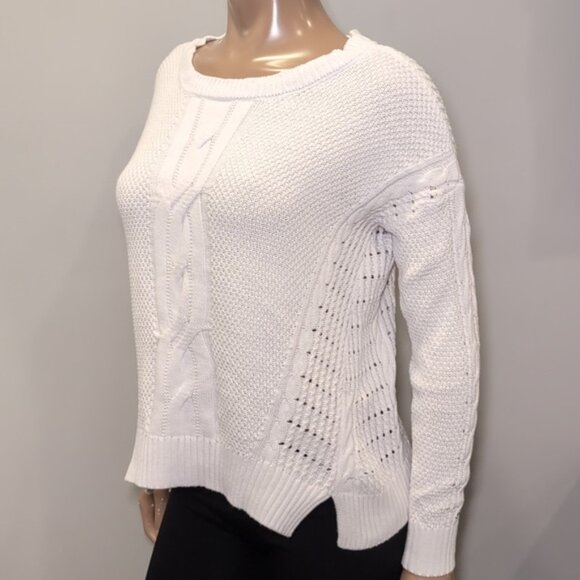 Tommy Hilfiger Cable Knit Sweater Cotton Slouchy Relaxed Fit Open Knit - Picture 4 of 11